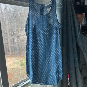 Peach Love California Denim Blue Polka Dot Dress